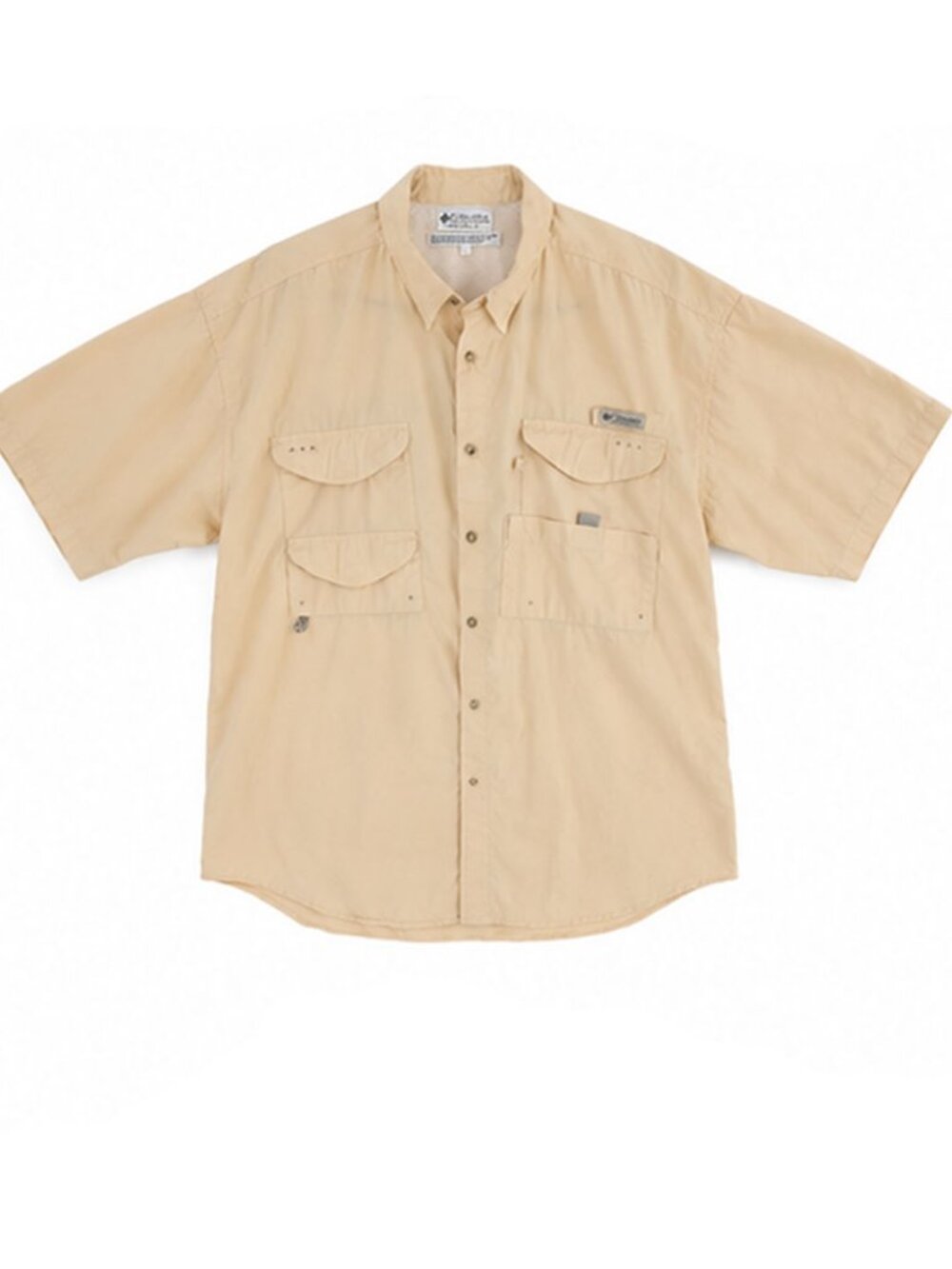 Columbia PFG Fishing Shirt Large Light Yellow Vented Cotton Outdoor